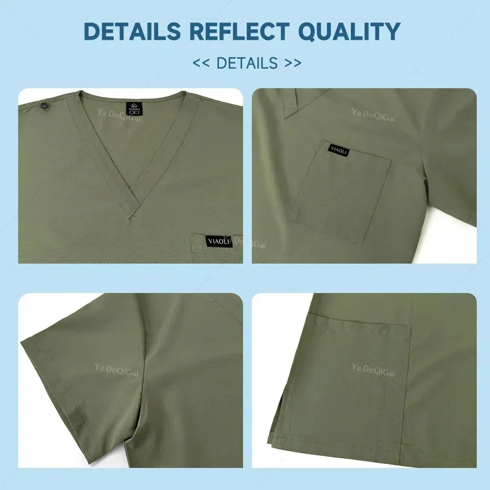 HC - Medical Scrubs Set: Stretchy, dustproof top and jogger pants for nursing professionals