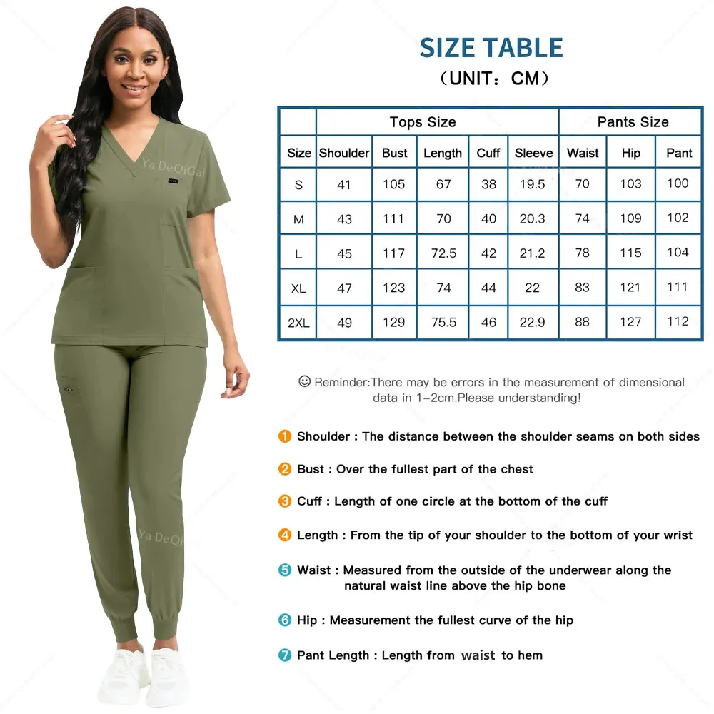 HC - Medical Scrubs Set: Stretchy, dustproof top and jogger pants for nursing professionals