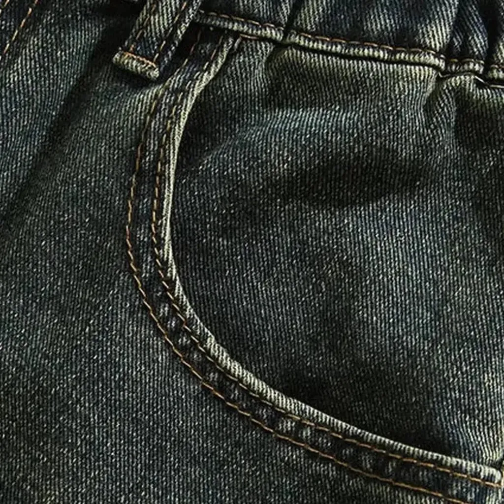 High-waist men's pebble-washed jeans