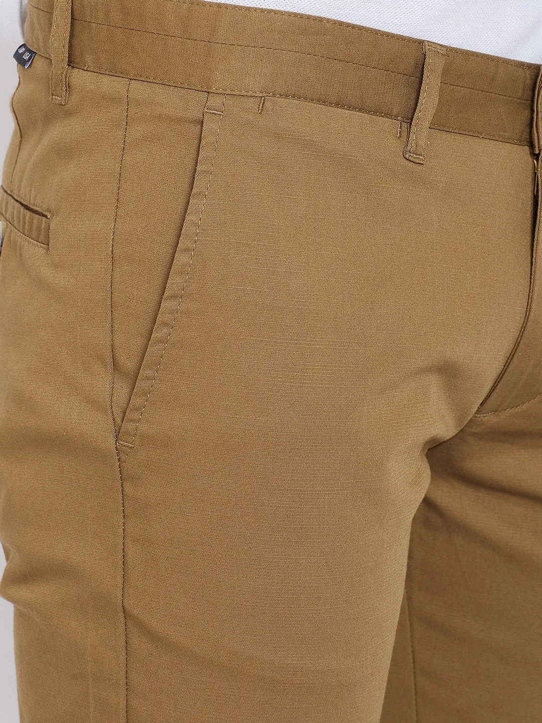 JUMP USA Men Khaki Regular Fit Solid Trousers