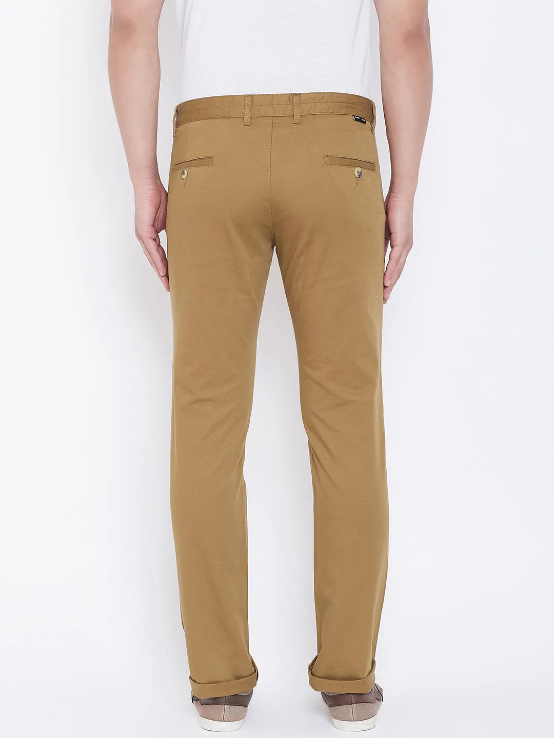 JUMP USA Men Khaki Regular Fit Solid Trousers