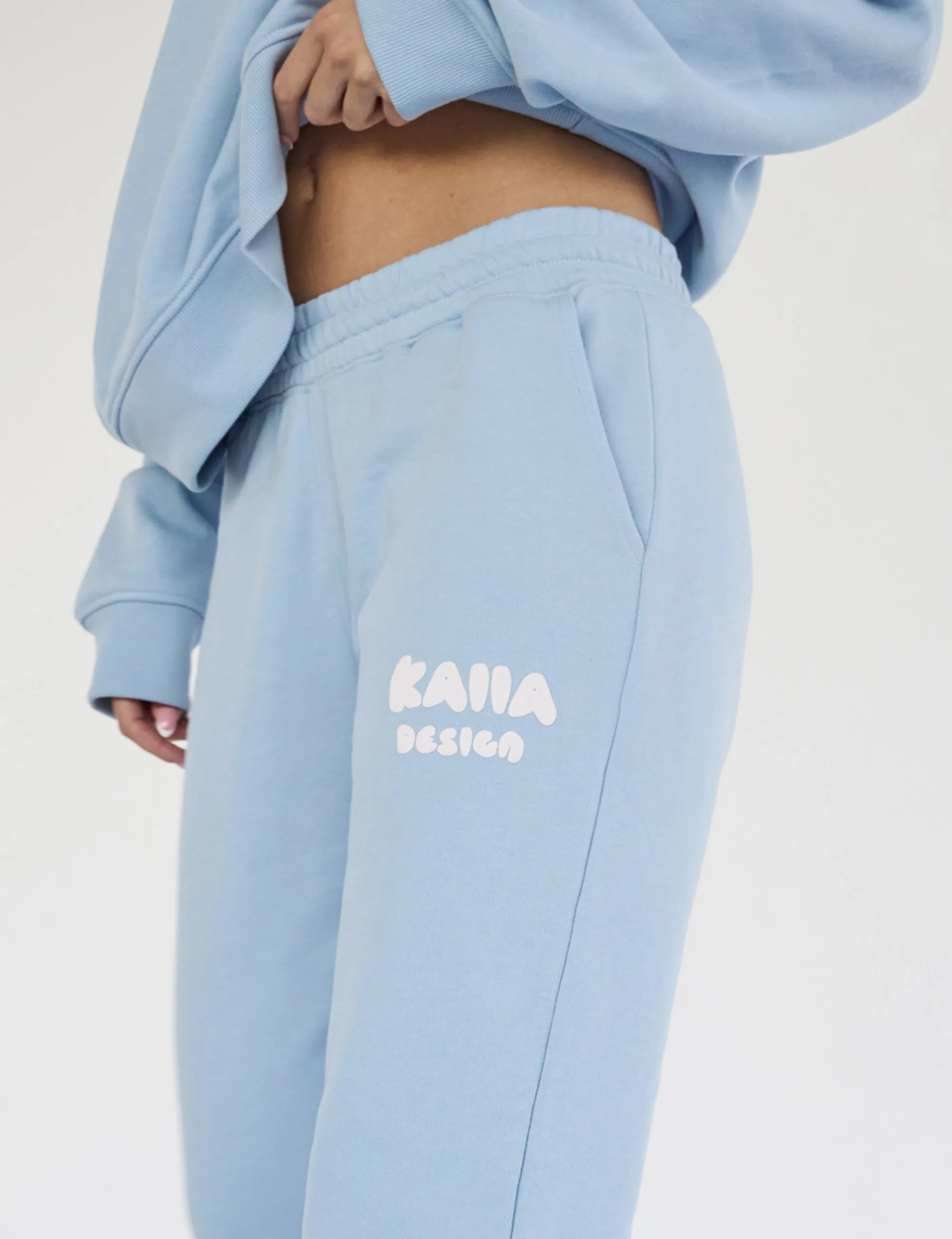 Kaiia Design Bubble Logo Wide Leg Sweat Pants Baby Blue