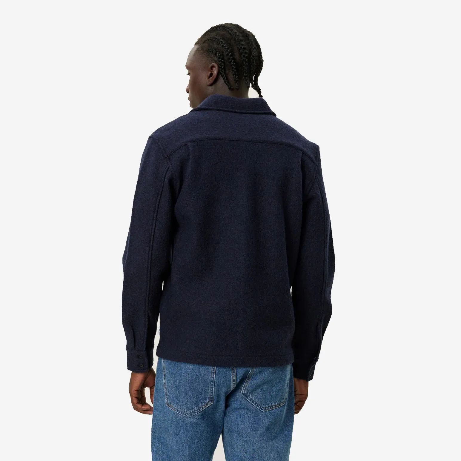 Kaleb Wool Bouclé Overshirt - Dark Navy