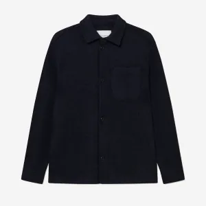 Kaleb Wool Bouclé Overshirt - Dark Navy