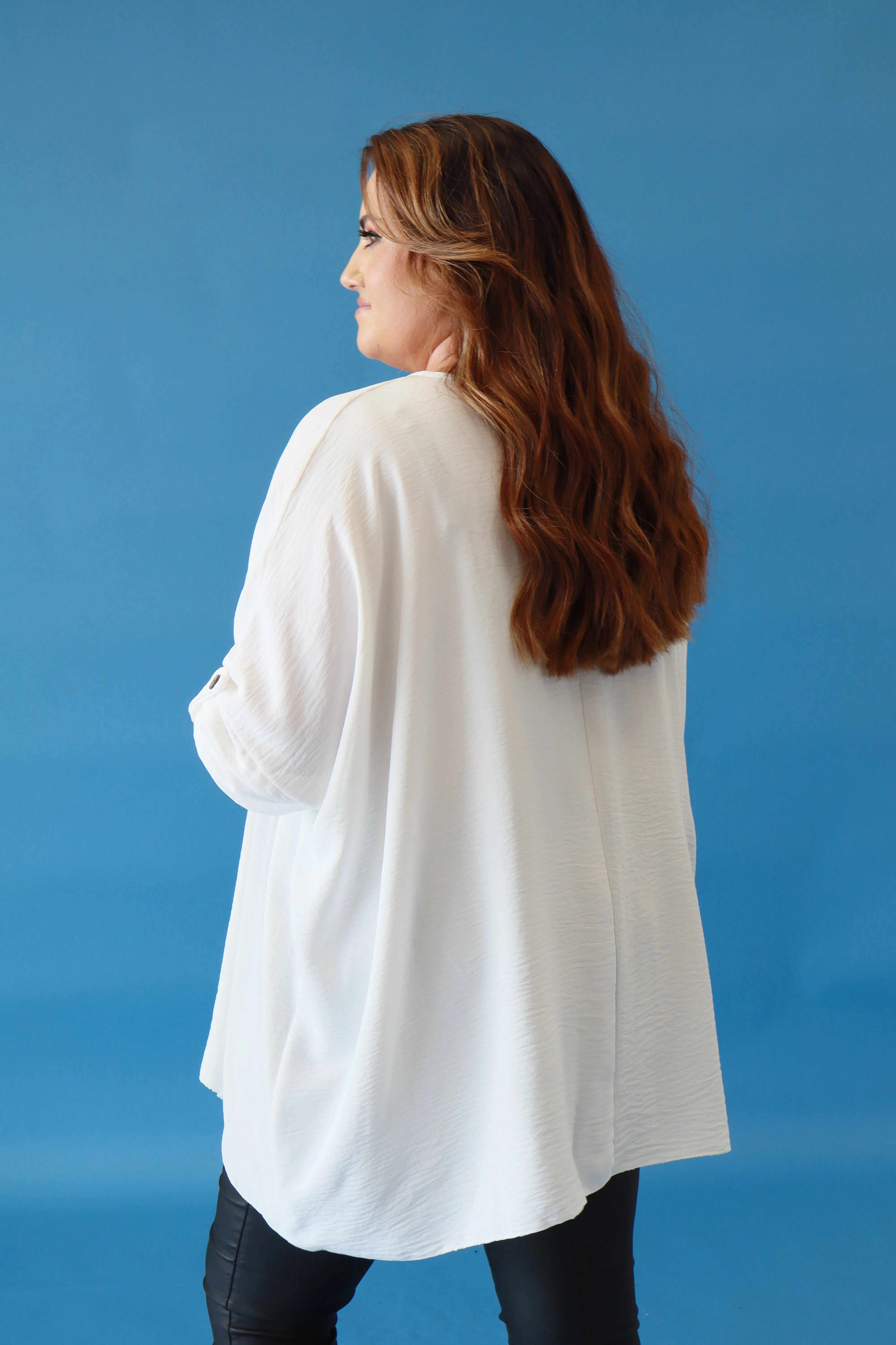 Kayla Blouse with Turn Up Sleeve in Cream