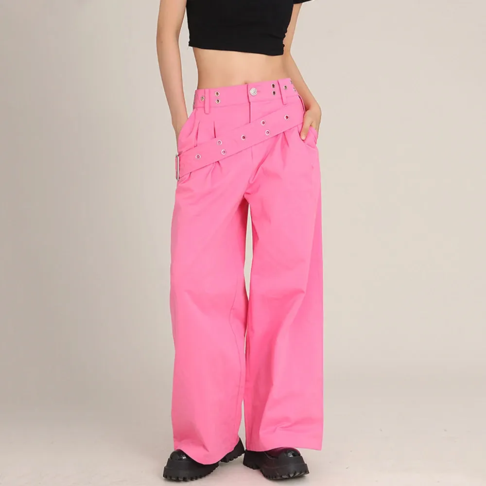 Korean Casual Wide Leg Pants For Women High Waist Solid Minimalist Loose Trousers Female Fashion Clothing