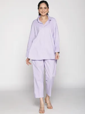 Lavender Poplin OversizedShirt & Tapered Pants