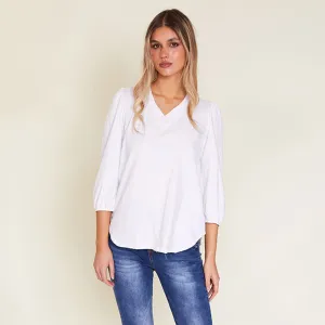 Leon V Neck Top (White)