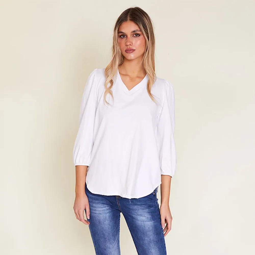 Leon V Neck Top (White)