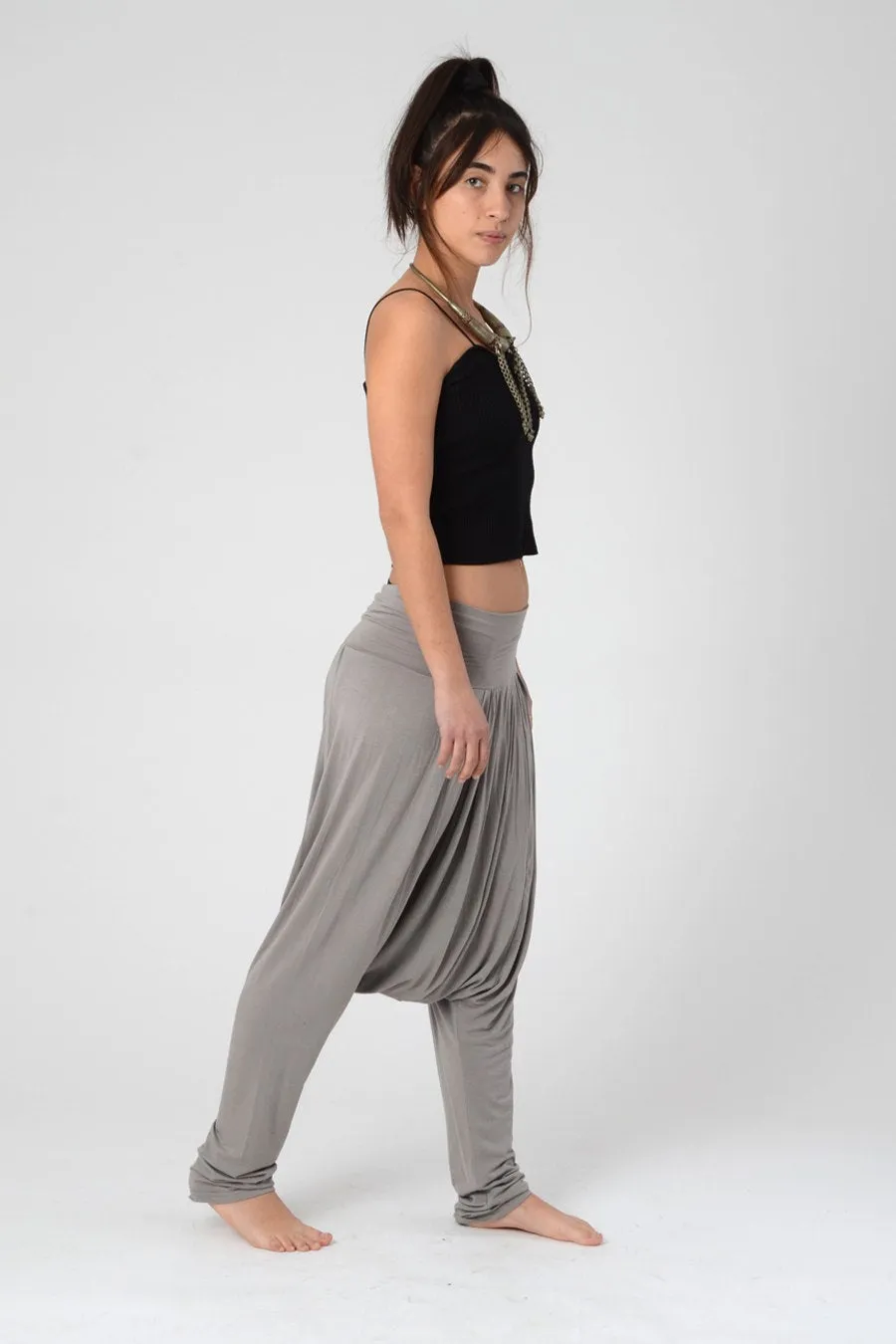 Light Grey Drop Crotch Harem Pants