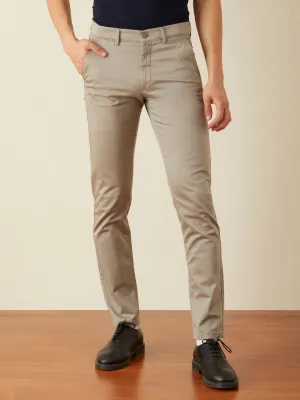 Light Grey Plain Slim Fit Trousers