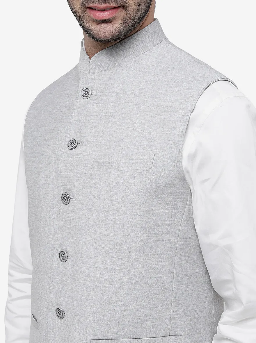 Light Grey Solid Regular Fit Modi Jacket | JadeBlue