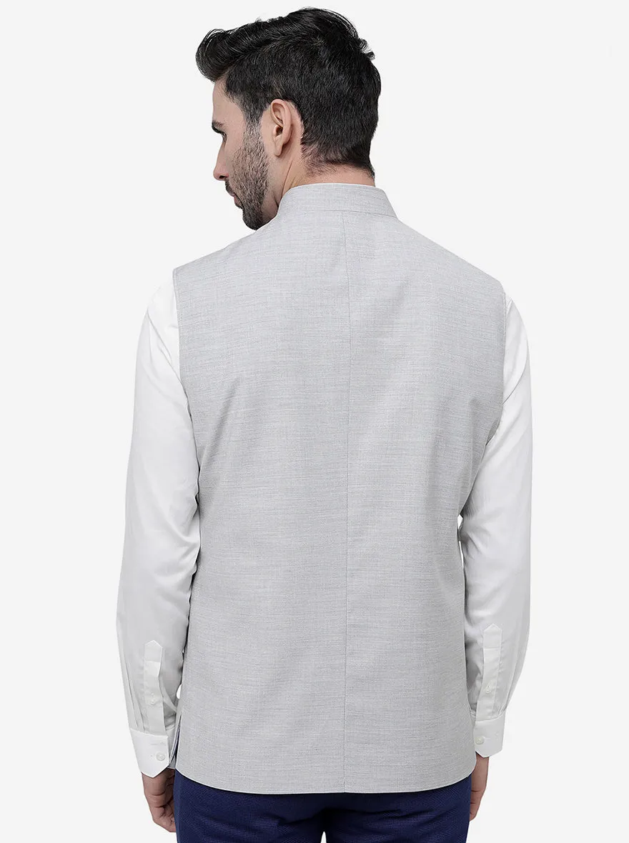 Light Grey Solid Regular Fit Modi Jacket | JadeBlue