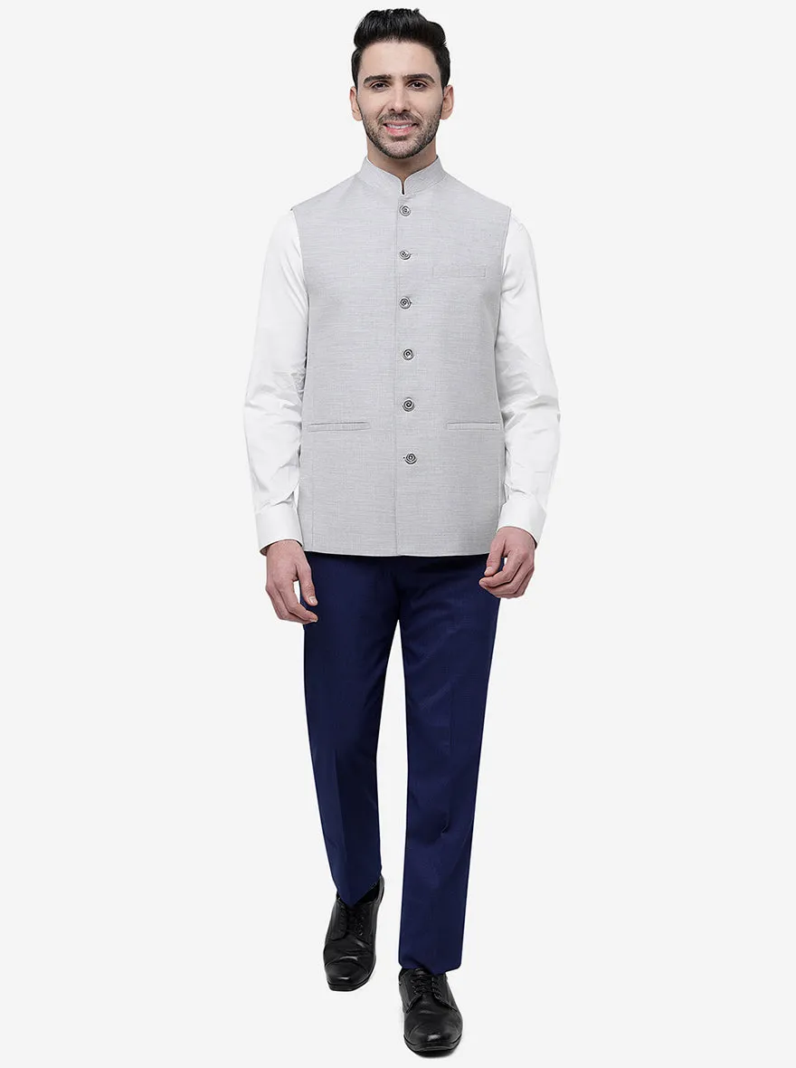 Light Grey Solid Regular Fit Modi Jacket | JadeBlue