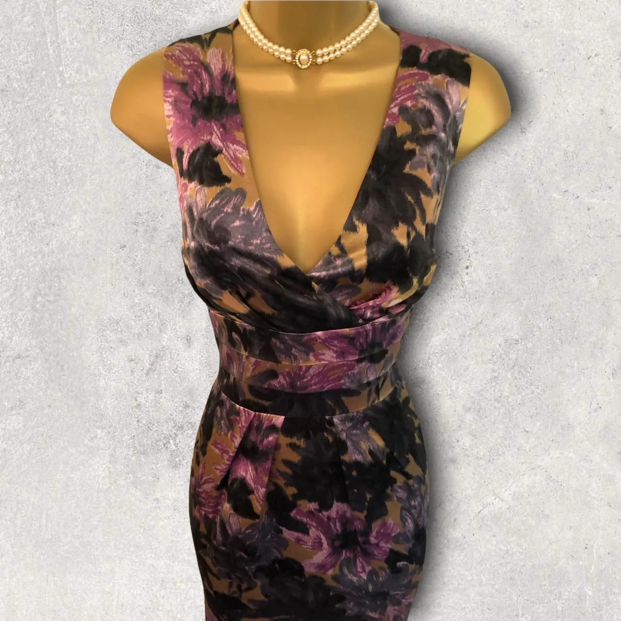 L.K. Bennett Multicoloured Floral Silk Blend Pencil Dress UK 10 US 6 EU 38