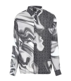 Logo Printed Patterned Shirt Black Chrome