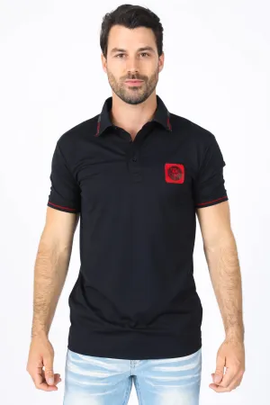 Mens Modern Fit Stretch Cotton Black Polo