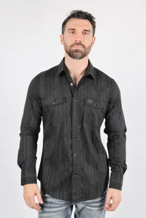 Mens Modern Fit Stretch Lurex Western Long Sleeve Shirt