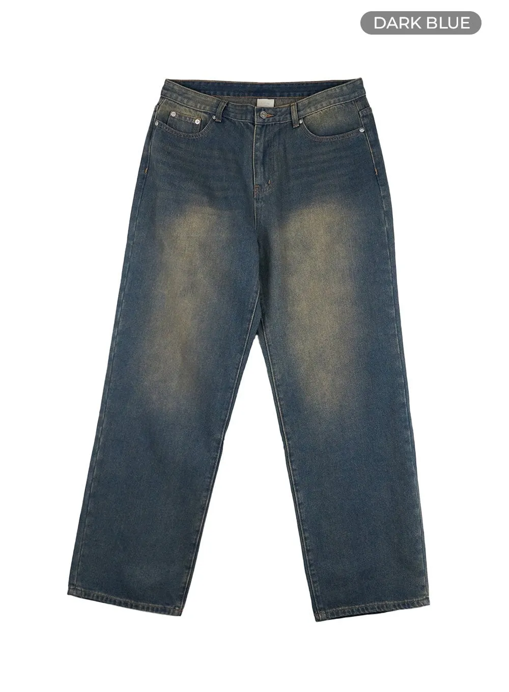 Men's Vintage Washed Loose Fit Jeans (Dark Blue) IG402