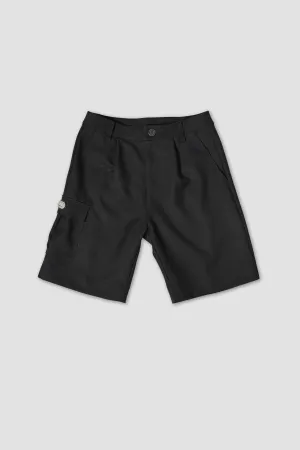 Merino Piston Pleated Patch Cargo Short - Black