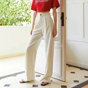 Minimalist Trousers For Women High Waist Patchwork Pocket Casual Loose Wide Leg Pants Female Fashion Autumn