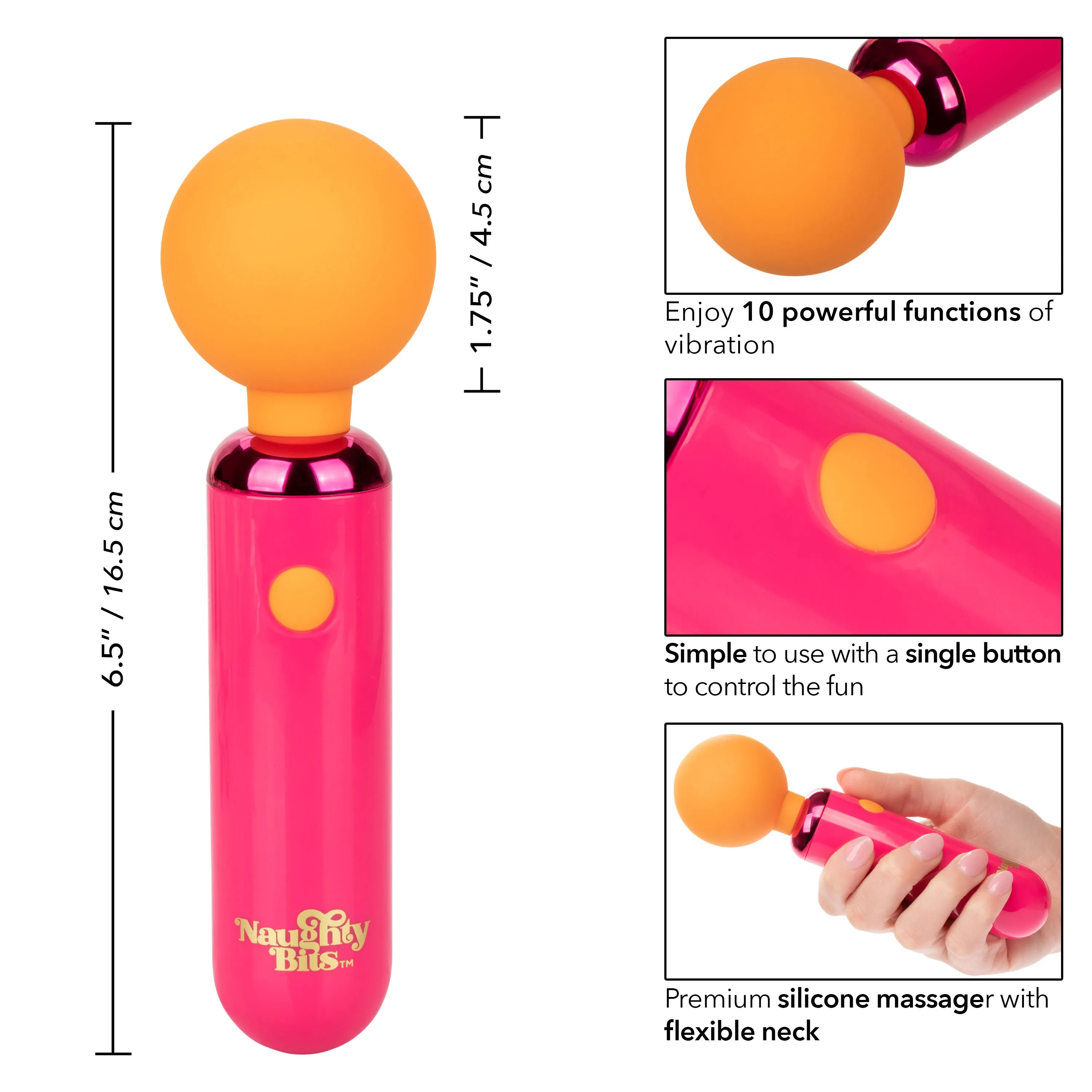 Naughty Bits Home Cumming Queen Vibrating Wand -  Orange/pink