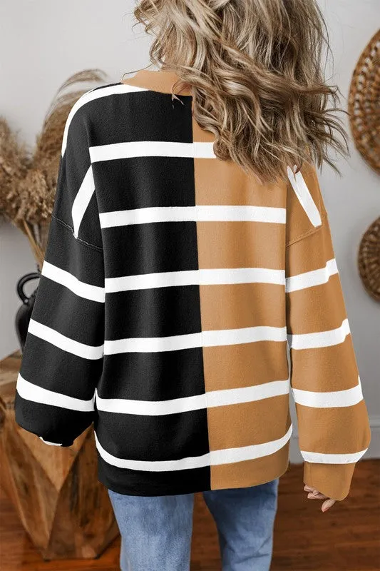 Oversized Contrast Printed Dropped Shoulder Top