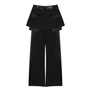 Patchwrok Minimalist Trousers For Women High Waist Spliced More Than A Pocket Casual Wide Leg Pants Female Fashion