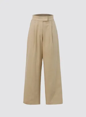 Pintuck Wide Fit Cotton Pants IO319