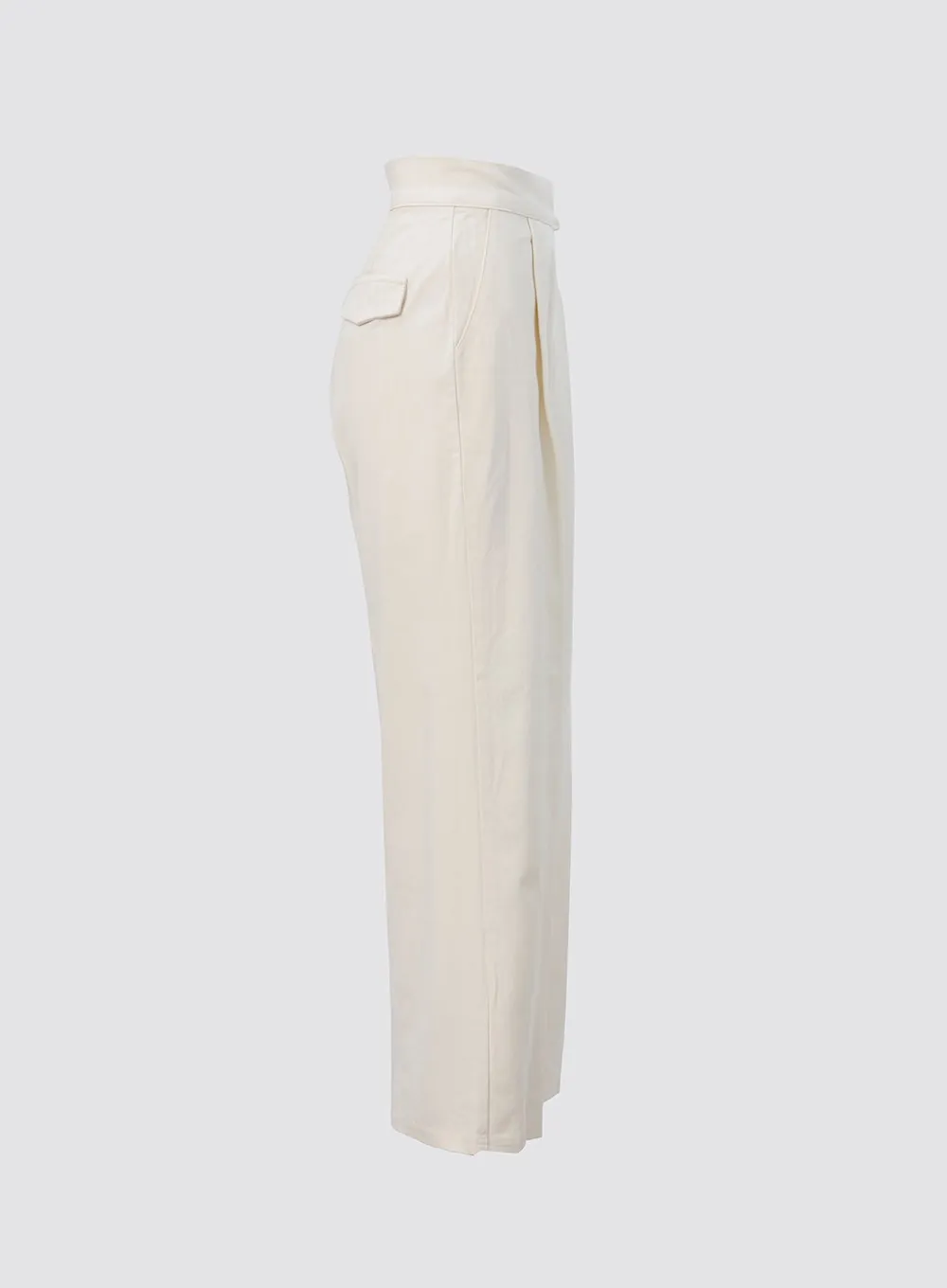 Pintuck Wide Fit Cotton Pants IO319
