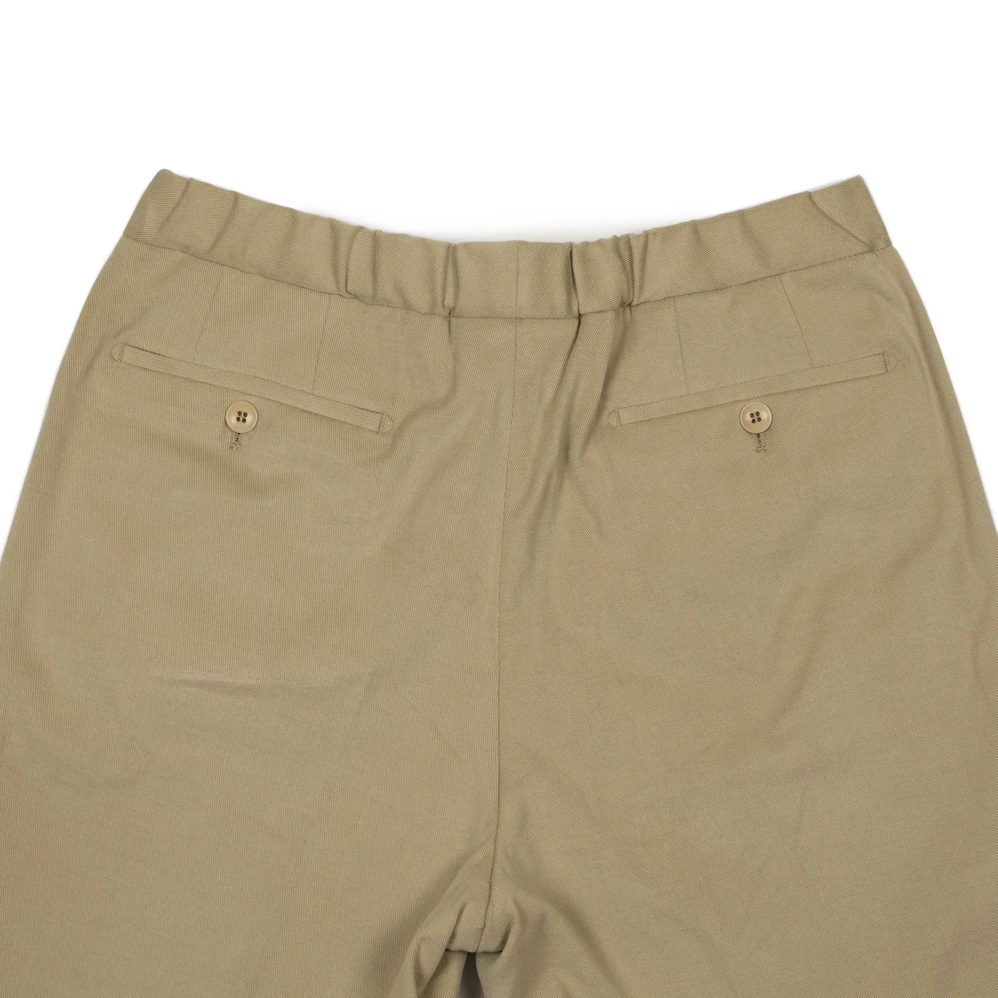 Pleated easy pants in beige brushed cotton twill