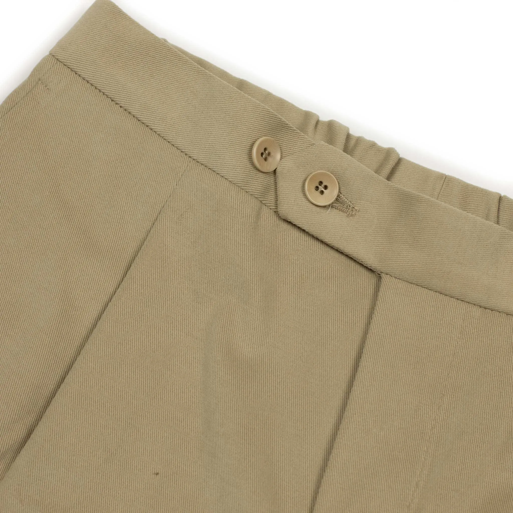 Pleated easy pants in beige brushed cotton twill