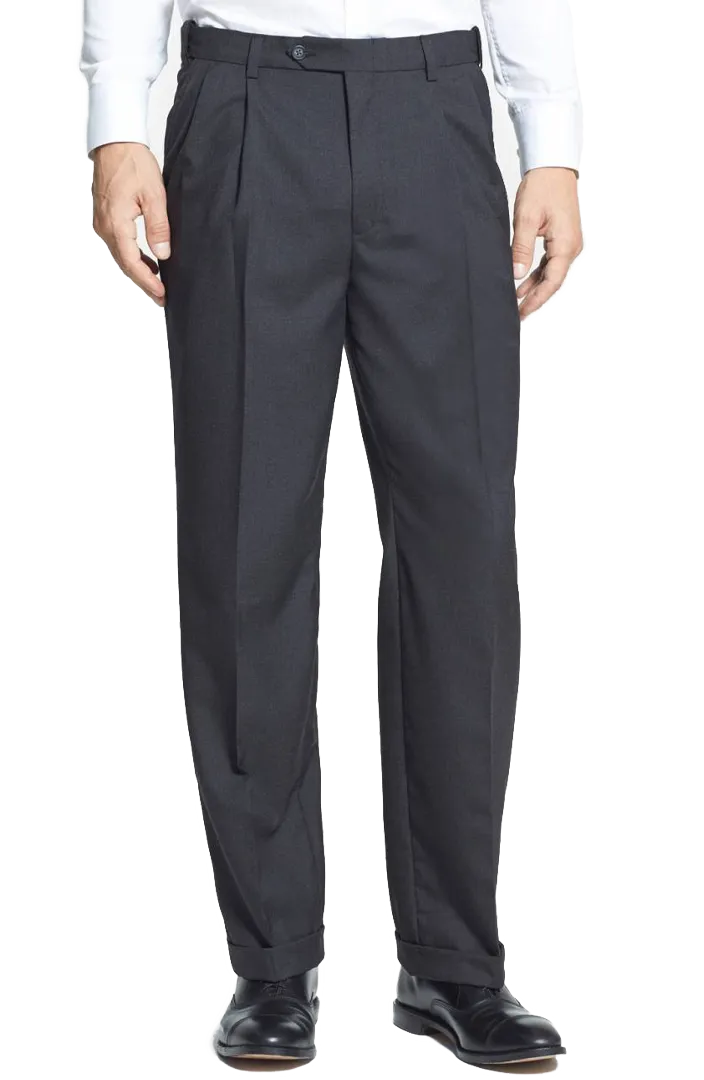 Polyester Wool Tropical Pleated Big & Tall<br>Regular Rise