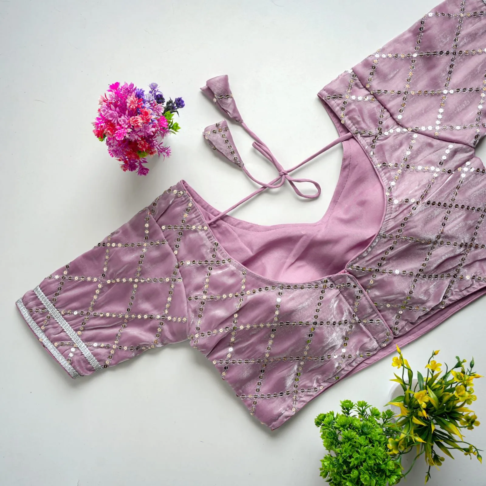 Purple Metalic Jimmy Choo Blouse with Exquisite Sequence Embroidery