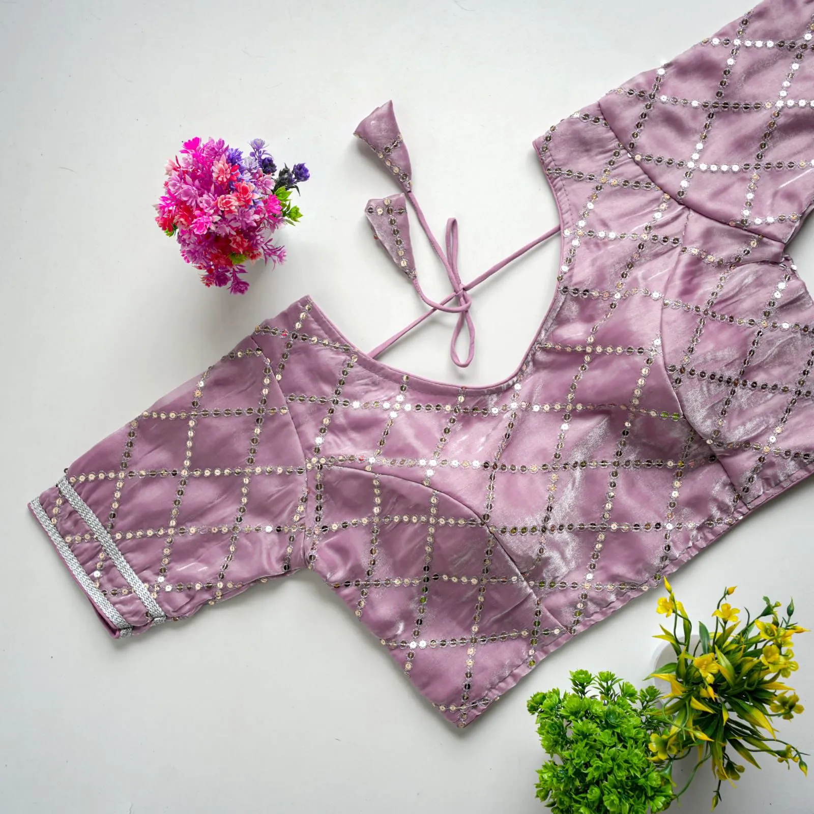 Purple Metalic Jimmy Choo Blouse with Exquisite Sequence Embroidery