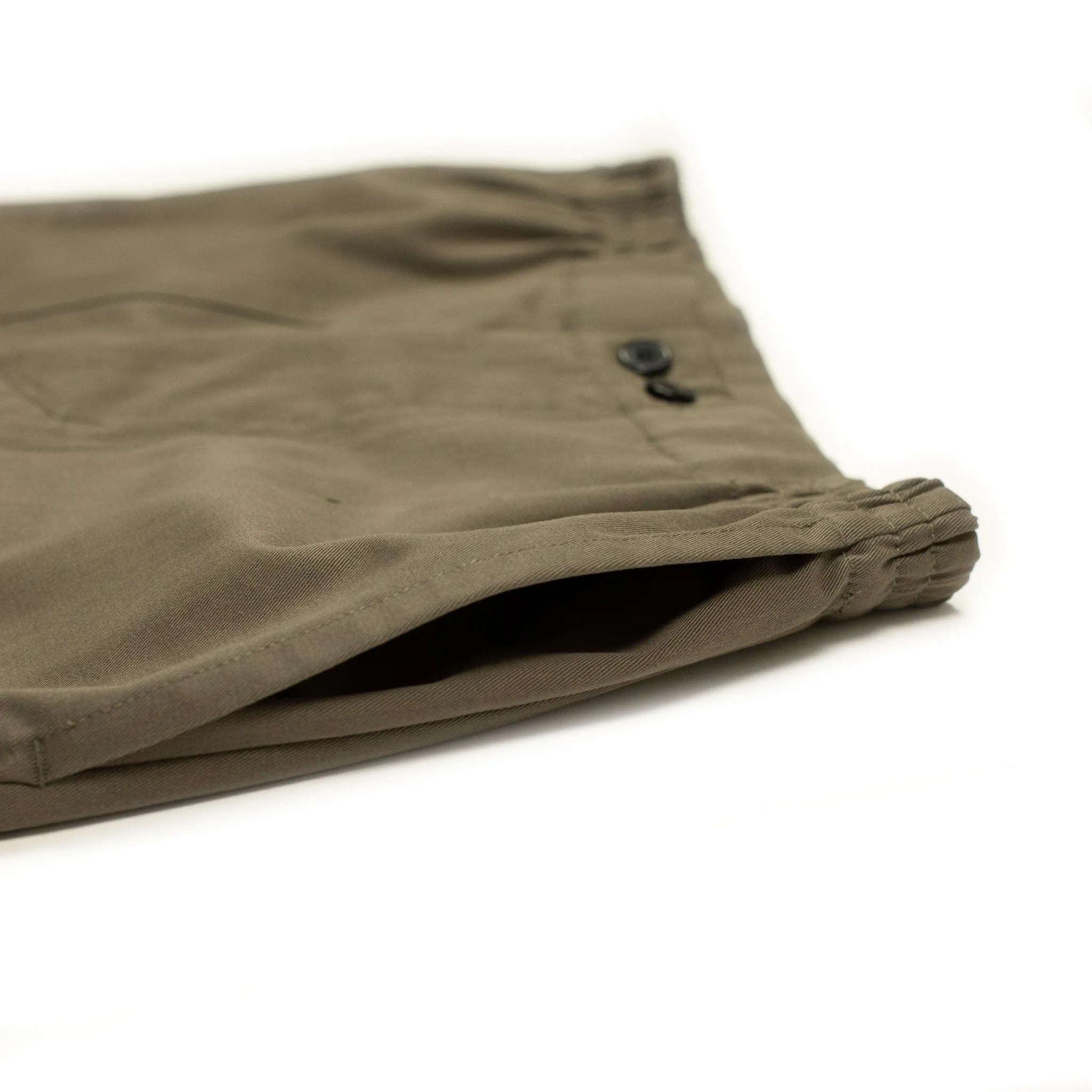 "Stitch" baker pants in dark taupe cotton twill