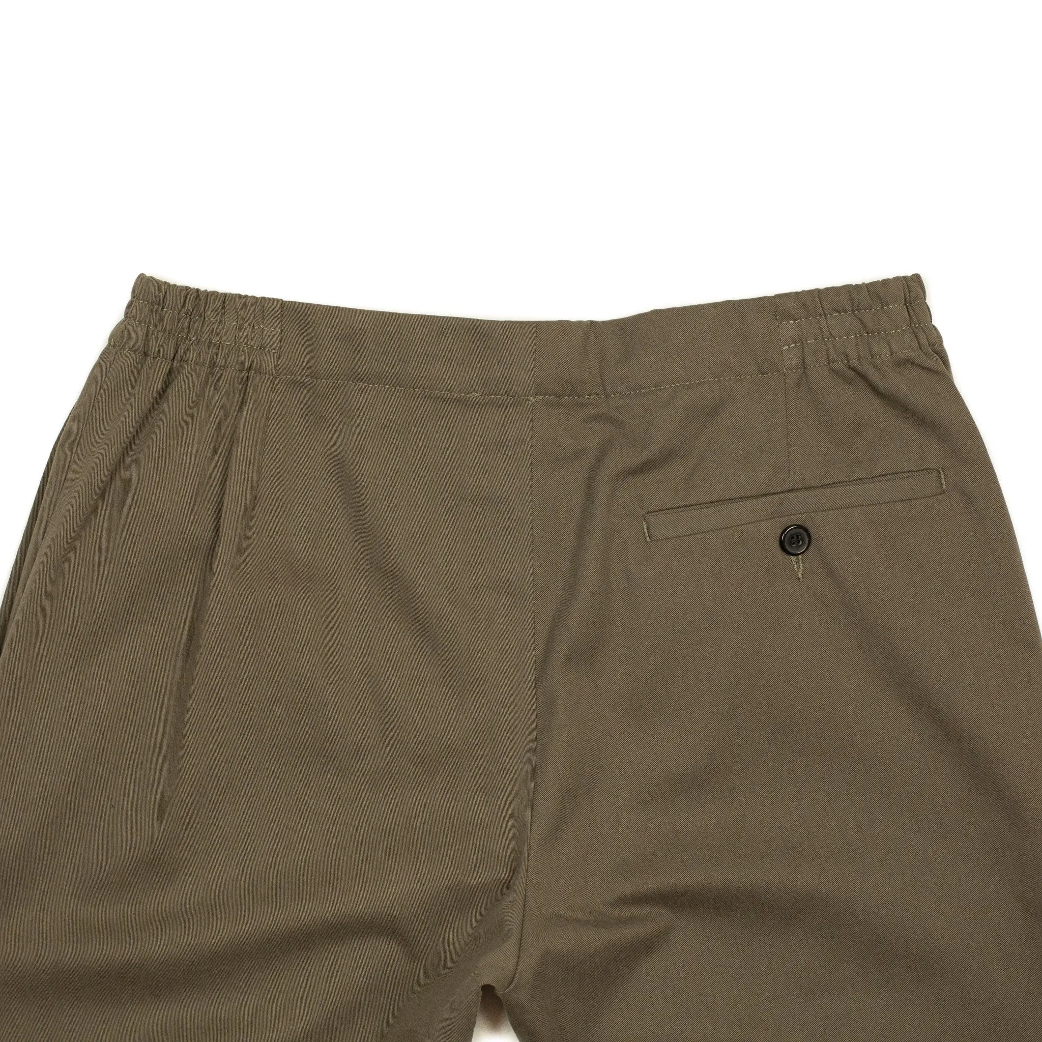 "Stitch" baker pants in dark taupe cotton twill