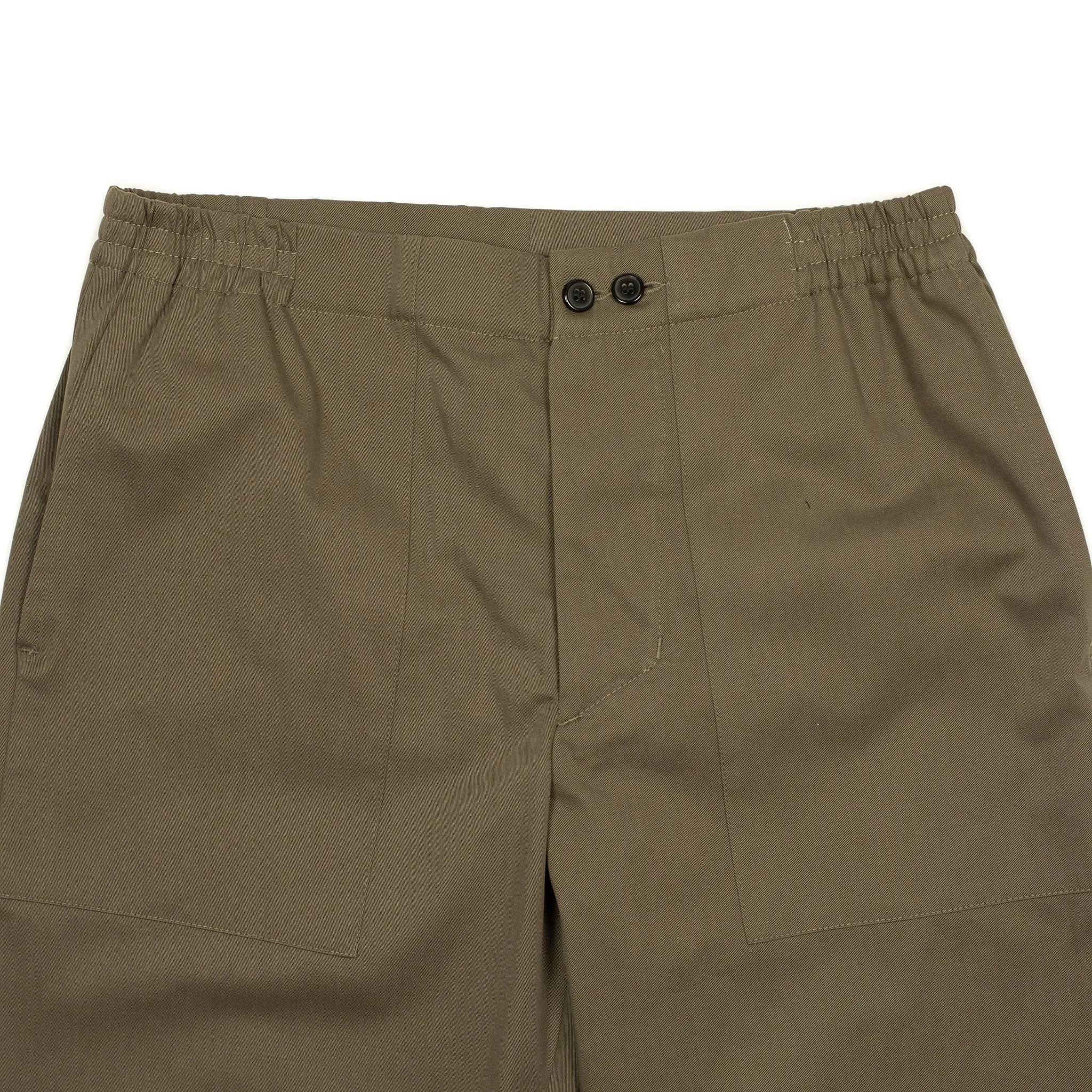 "Stitch" baker pants in dark taupe cotton twill