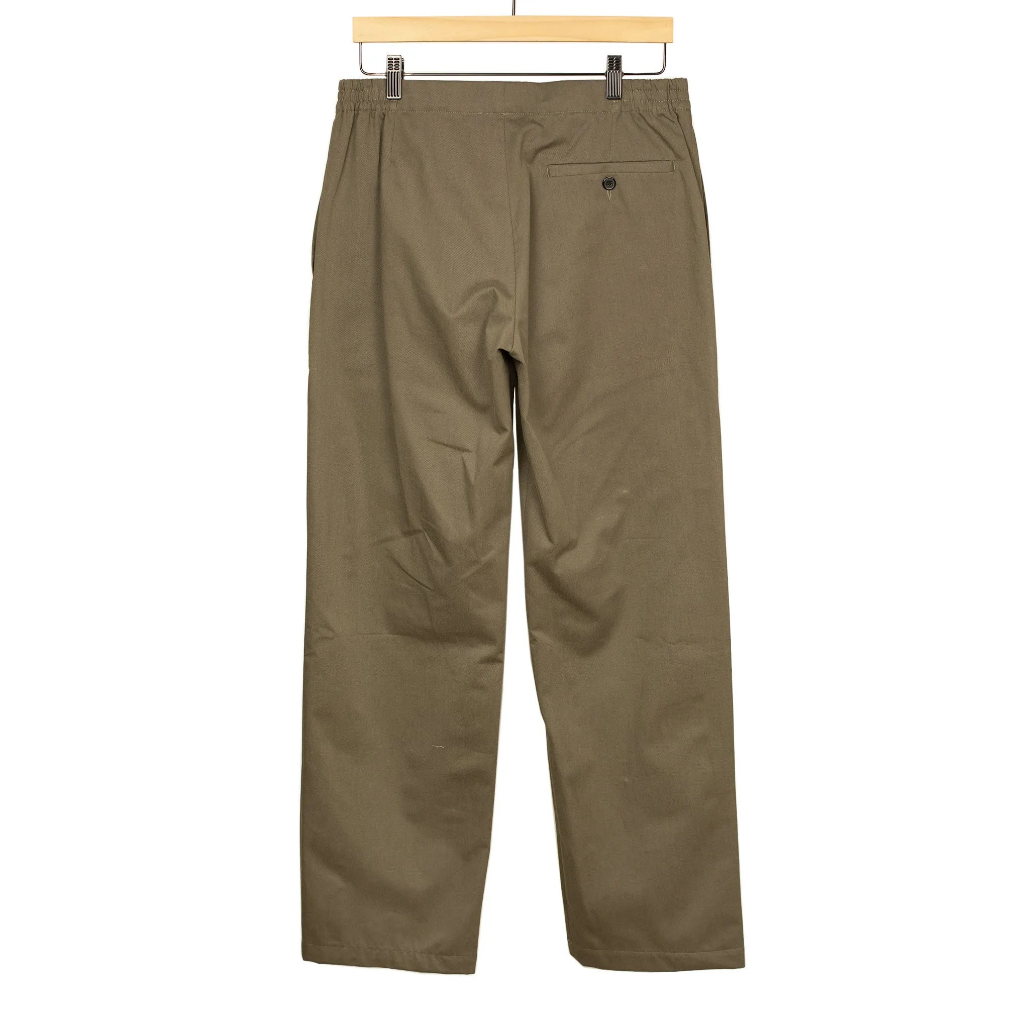 "Stitch" baker pants in dark taupe cotton twill