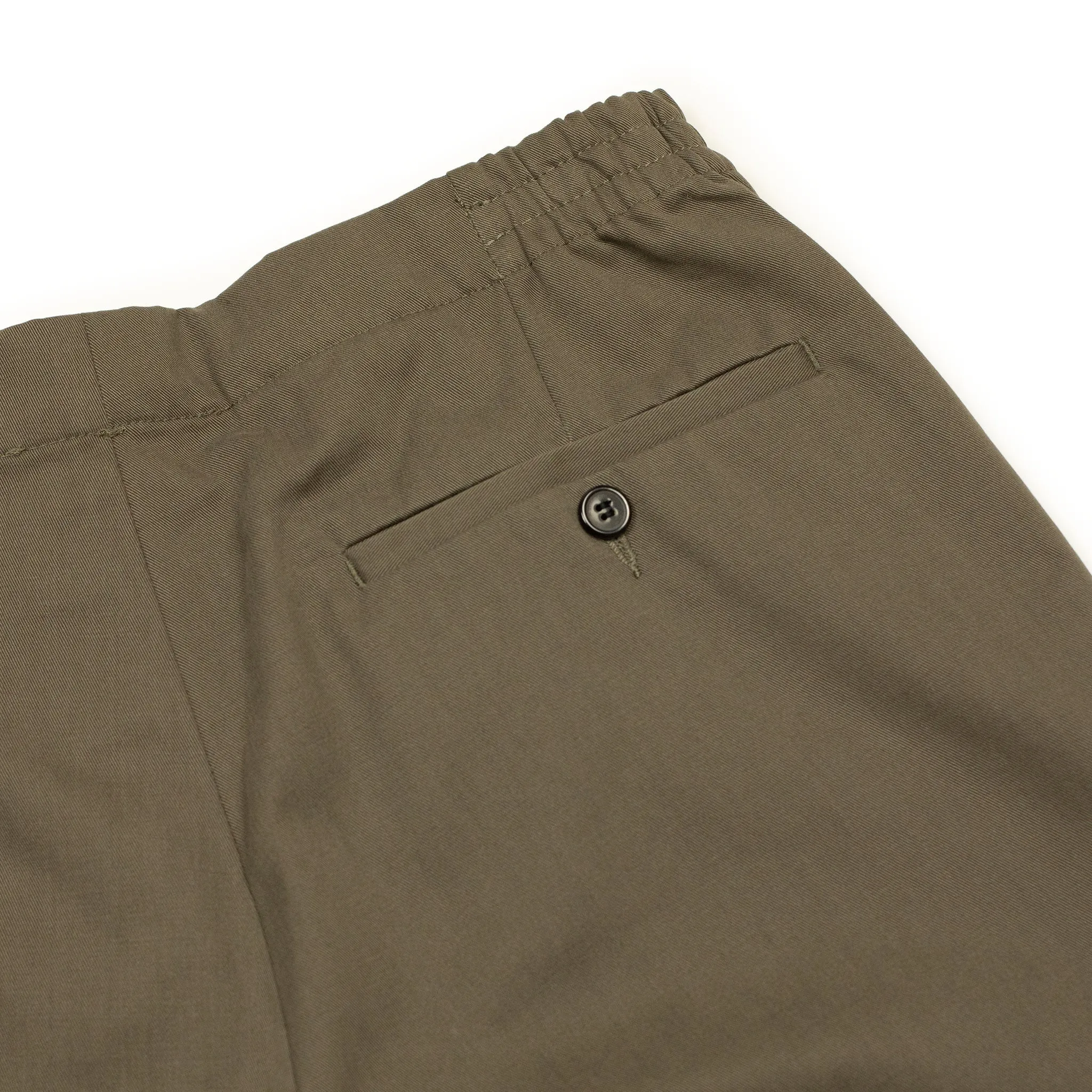 "Stitch" baker pants in dark taupe cotton twill