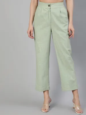 Reseda Cotton Slub Straight High Rise Bottom Fold Pants