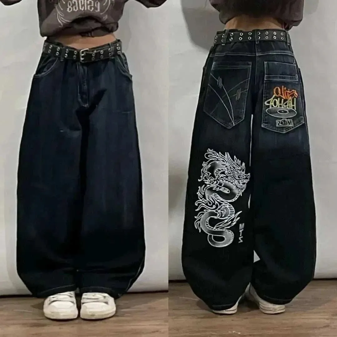 Retro Gothic Wide Leg Jeans