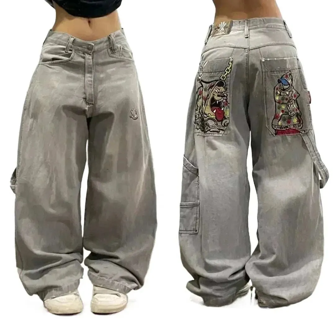 Retro Gothic Wide Leg Jeans