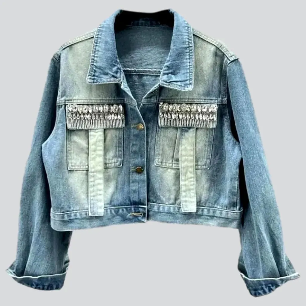 Sanded oversized women's jeans jacket