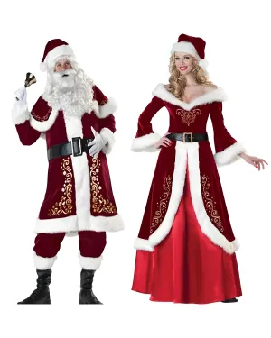 Santa Claus and Mrs. Claus Velvet Christmas Costume Set From Costume Glamour