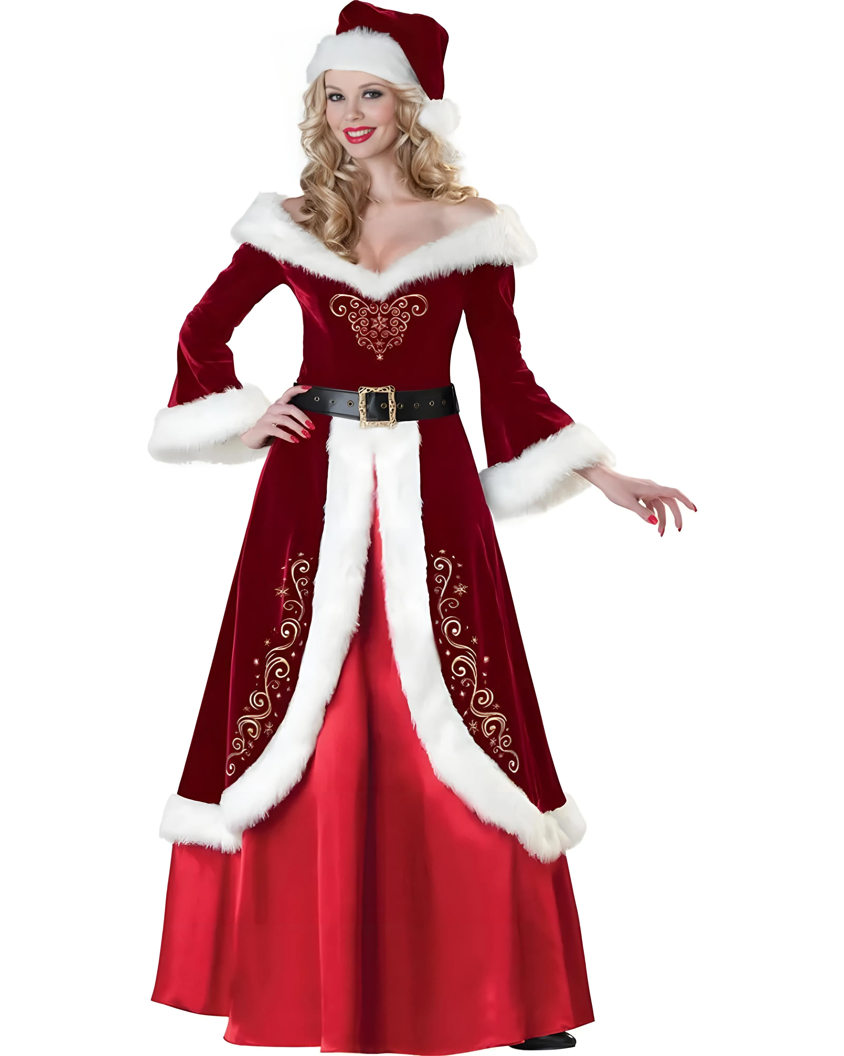 Santa Claus and Mrs. Claus Velvet Christmas Costume Set From Costume Glamour