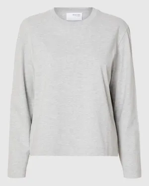 SLFESSENTIAL LS BOXY TEE | LIGHT GREY MELANGE