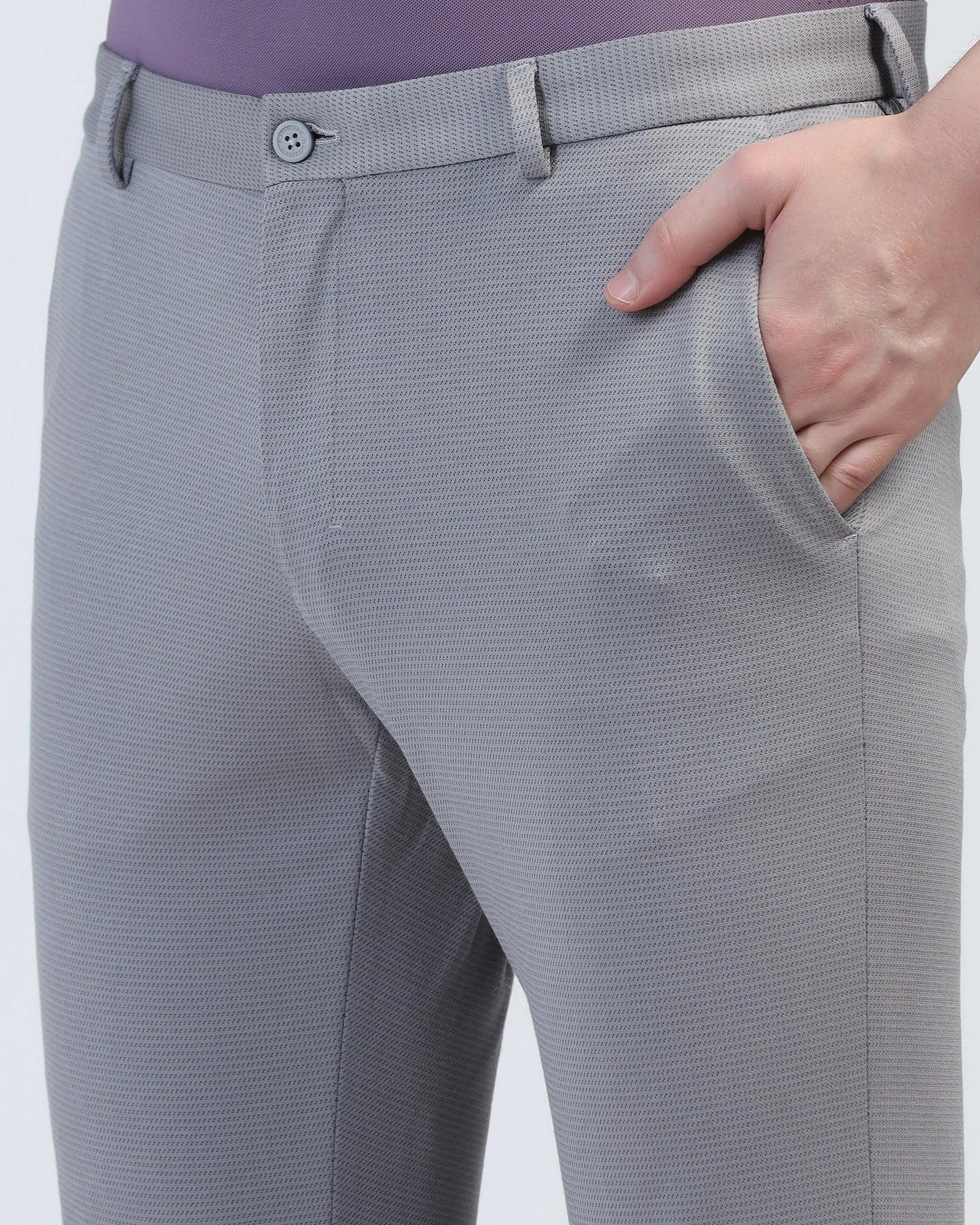 Super Slim Phoenix Formal Light Grey Stripe Trouser - Cooper