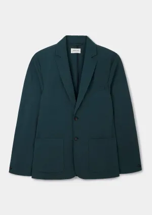 Teal Cotton Seersucker Blazer