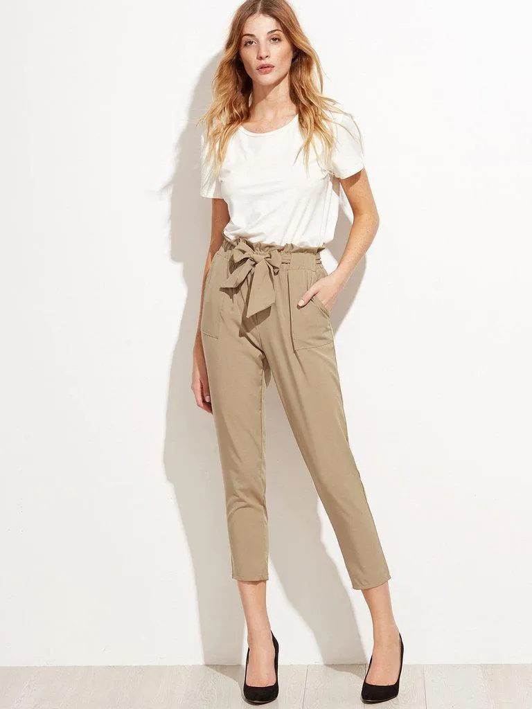 Tie Waist Shirred Peg Pants